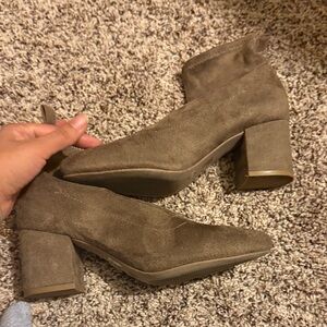 Wild Diva Taupe Suede Heeled Boots